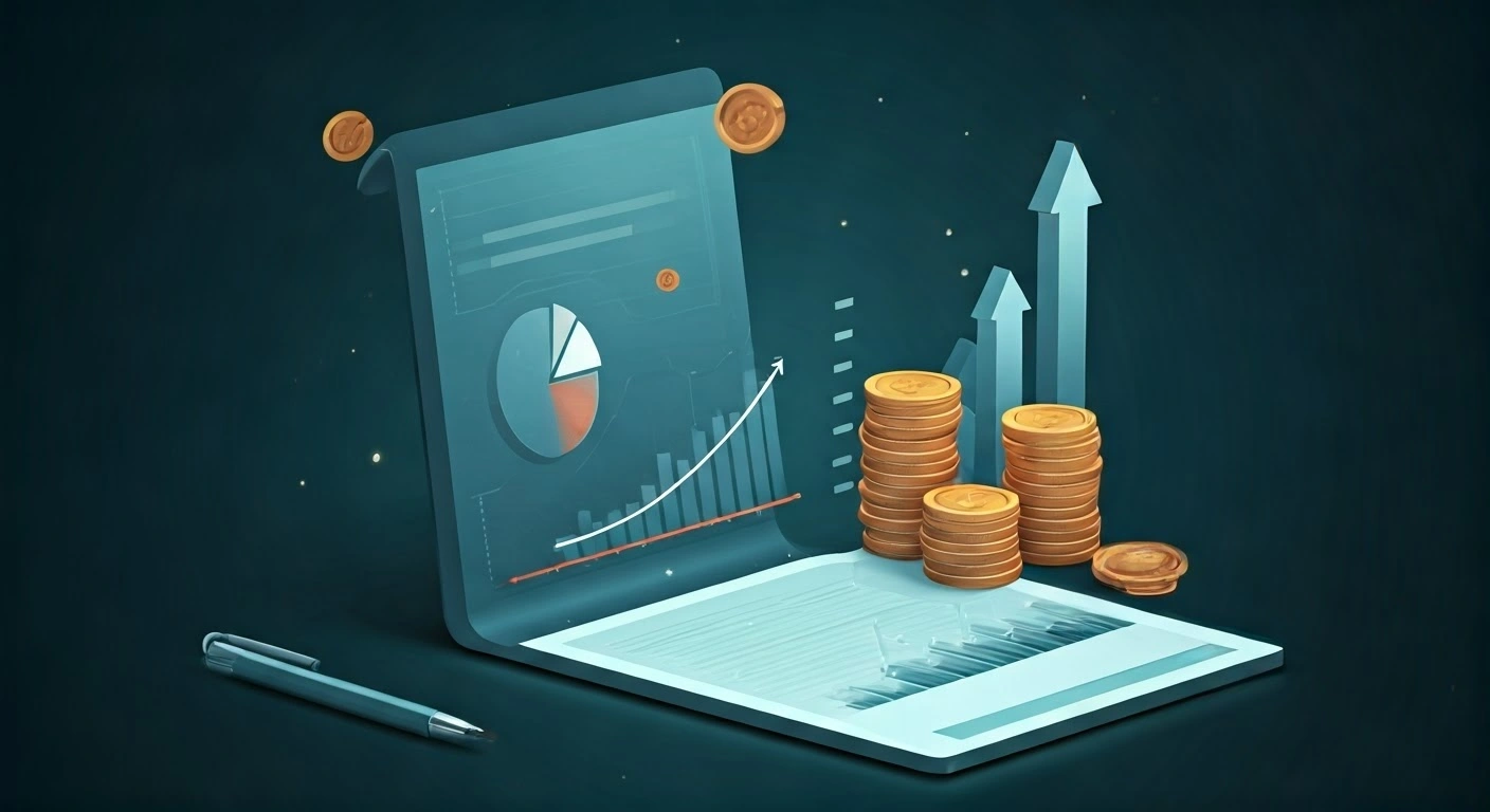 Income statement with business symbols